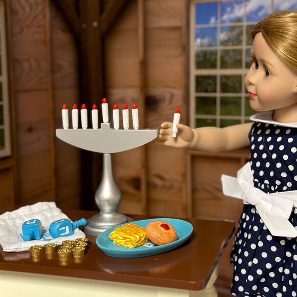 The Queen’s Treasures 18 Inch Doll 22 Piece Hanukkah Play Accessory and Food Set - Picture 3 of 8